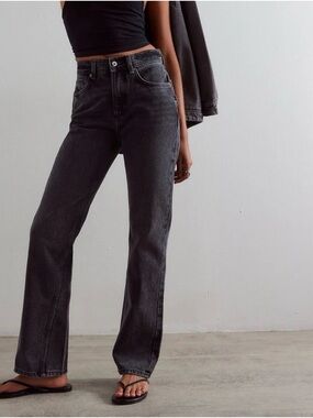 We The Free Washed Black High-Rise Straight Leg Jeans